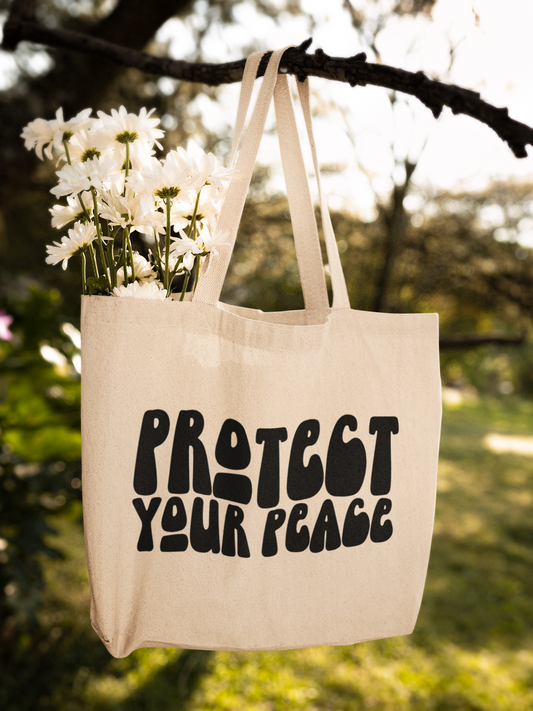 Protect Your Peace Block Letters Zipper Tote Bag