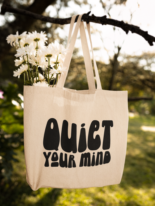 Quiet Your Mind Block Letters Zipper Tote Bag
