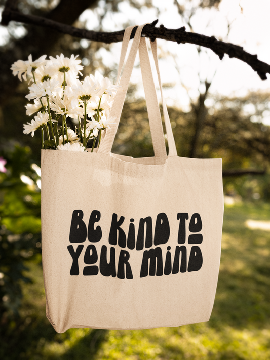 Be Kind to Your Mind Block Letters Zipper Tote Bag