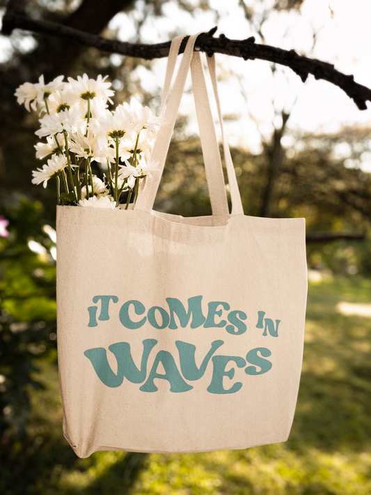 It Comes in Waves Zipper Tote Bag