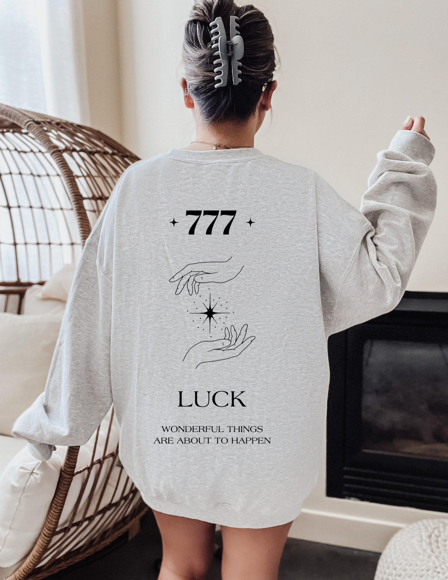 777 Angel Number Hands Crewneck