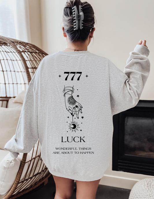 777 Angel Number Hand/Moon Crewneck