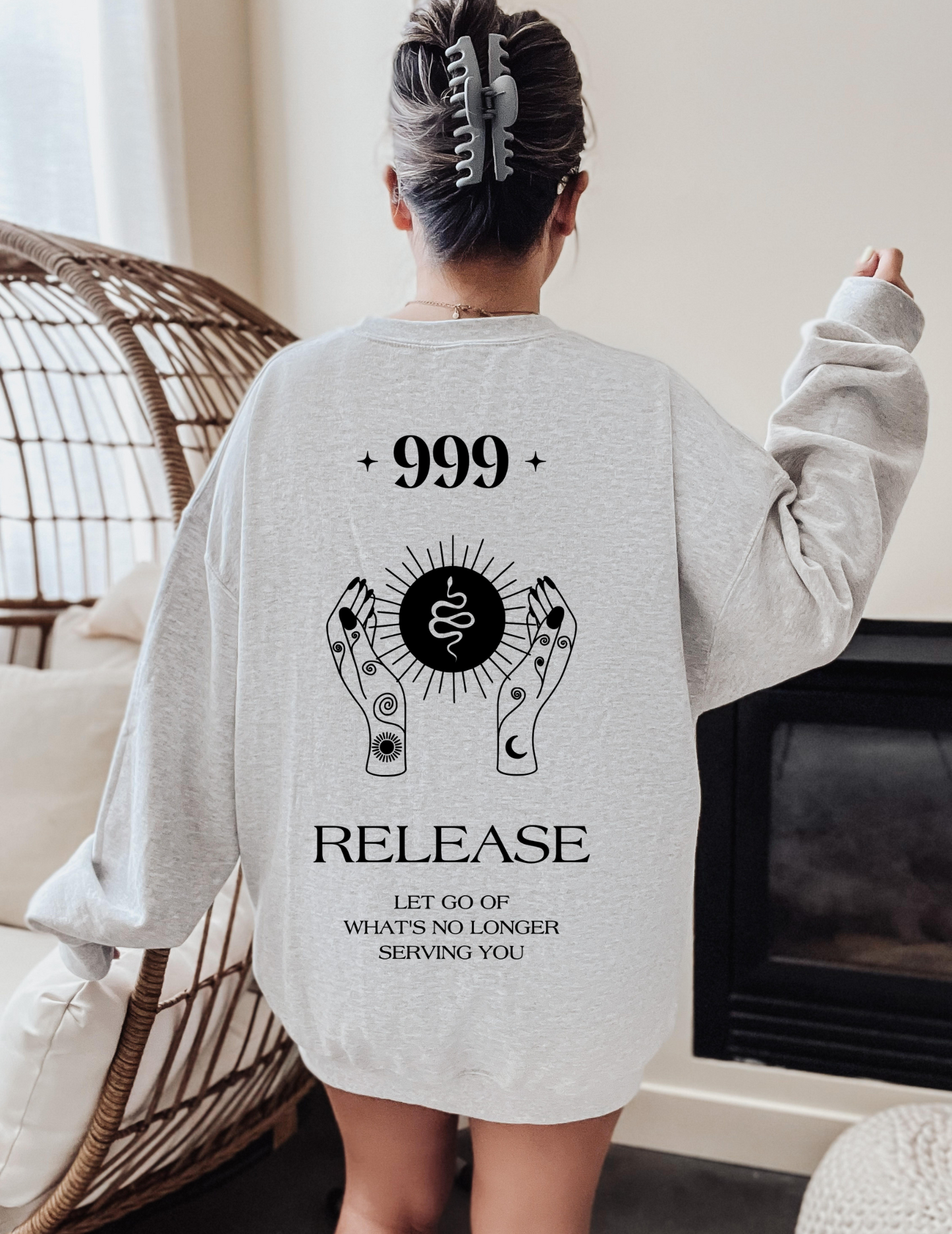 999 Angel Number Snake/Hands Crewneck