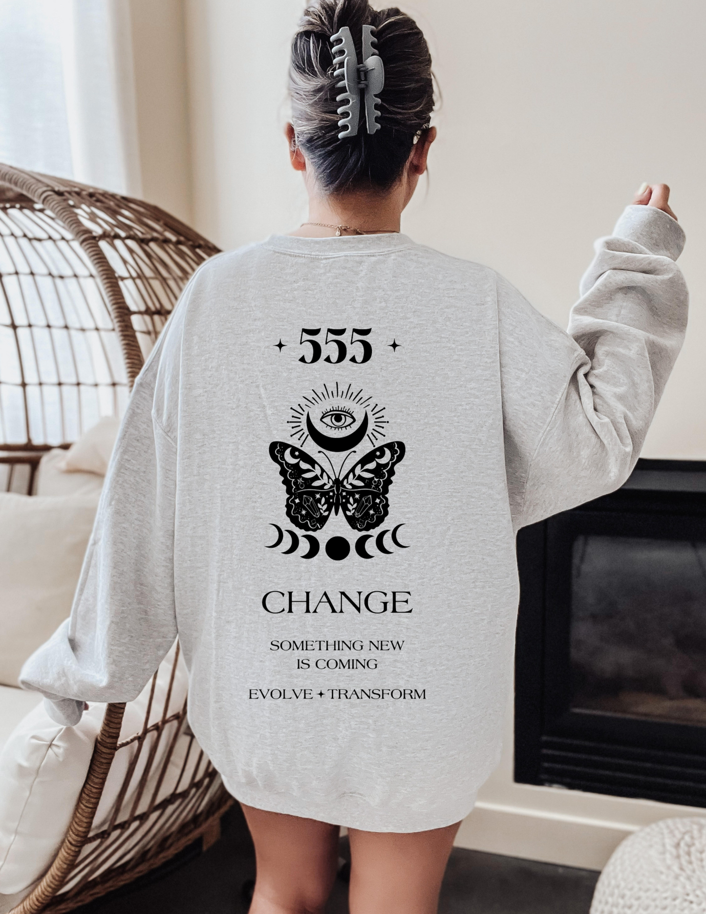 555 Angel Number Butterfly 1 Crewneck